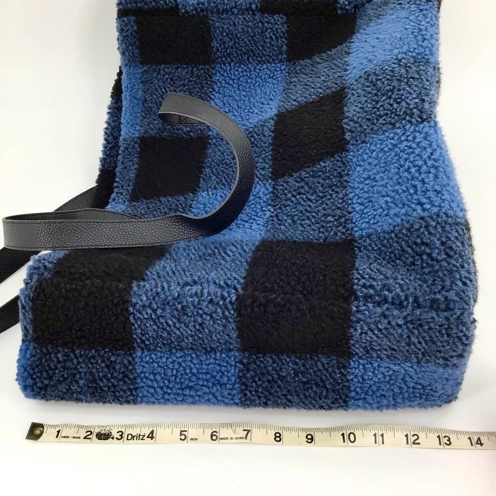 Barnes & Noble Exclusive Blue Buffalo Plaid Sherpa Tote Bag - Picture 8 of 11